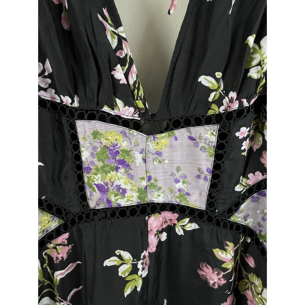 ASOS DESIGN Color Block Maxi Dress Floral Prairie Cottage Core Romantic Sz 4 - Picture 8 of 11